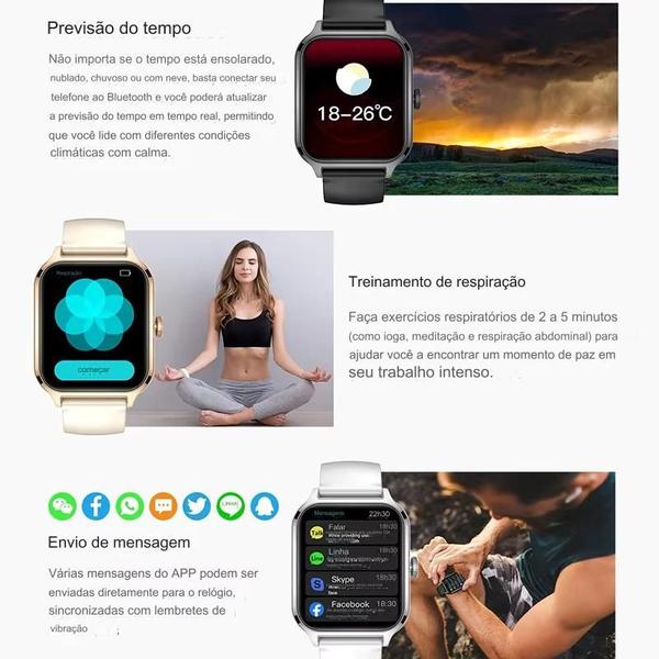 Imagem de Smart Watch H9 Notificações Modo Esportivo ECG Chamadas Android 5.0 e iOS 9.0