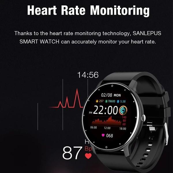 Imagem de Smart Watch Men Full Touch Screen Sport Fitness Watch IP67 Waterproof Bluetooth For Android Ios Smartwatch Men+box Relógios inteligentes (preto)