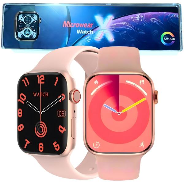 Imagem de Smart Watch Relogio Unissex Original Watch X Microwear 45mm Com Pulseira Extra Pelicula e Case Nf