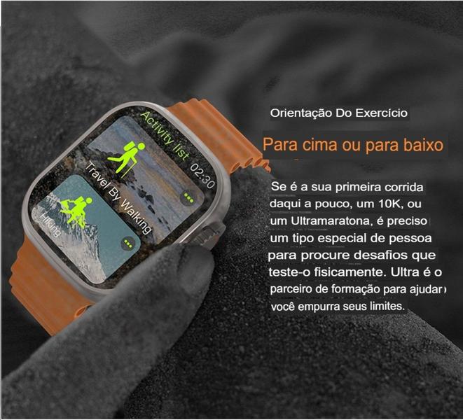 Imagem de Smart Watch Relógio W69 Ultra Nfc Gps Bússola Bluetooth C/Trava De Pulseira Parafuso Gps Original