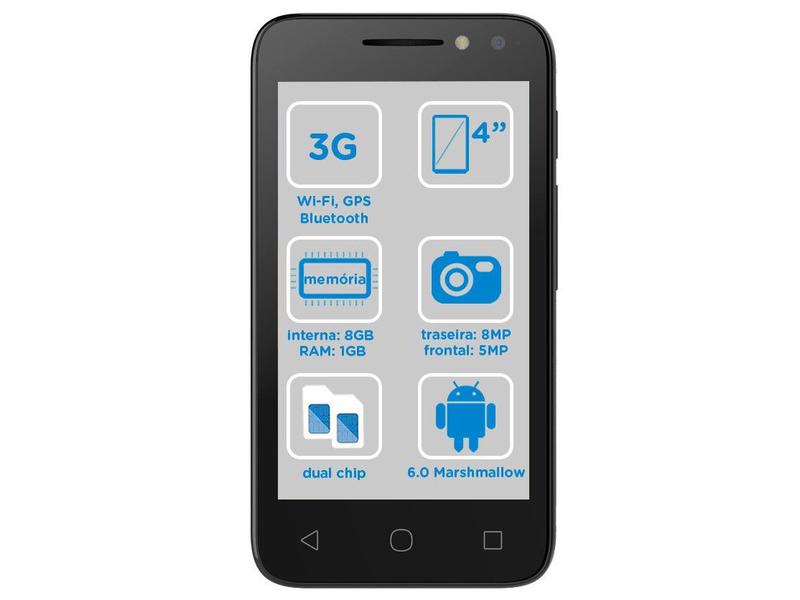 Imagem de Smartphone Alcatel PIXI4 4 Metallic 8GB Dual Chip