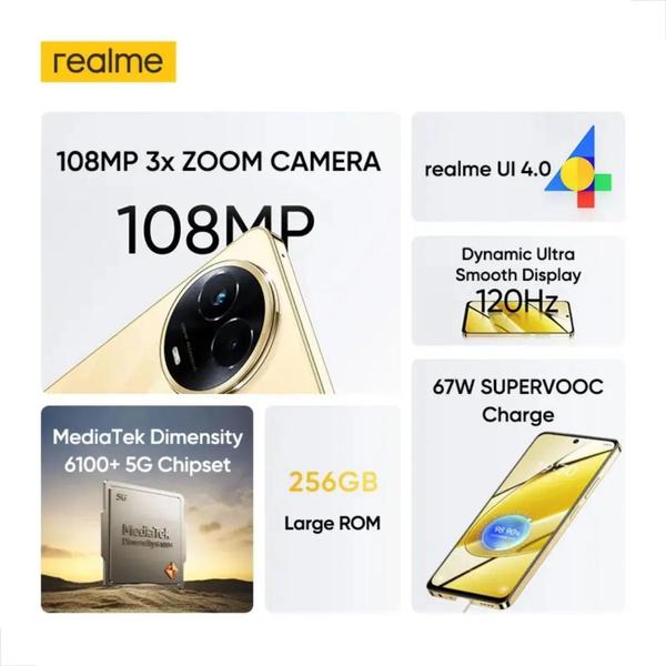 Imagem de Smartphone Celular R e a l m e  11 - 5G Dual Sim - 108Mpx - NFC - 8ram/256gb - 1 Ano de Garantia