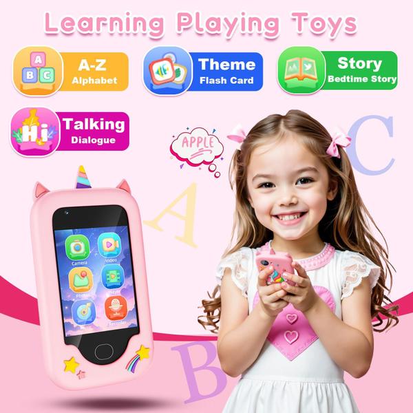 Imagem de Smartphone de brinquedo GOCINA Kids para meninas de 3 a 10 anos com cartão SD de 32 GB