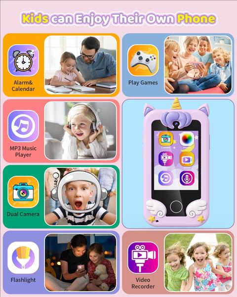 Imagem de Smartphone de brinquedo Kikapabi Unicorn para crianças de 3 a 8 anos com jogos