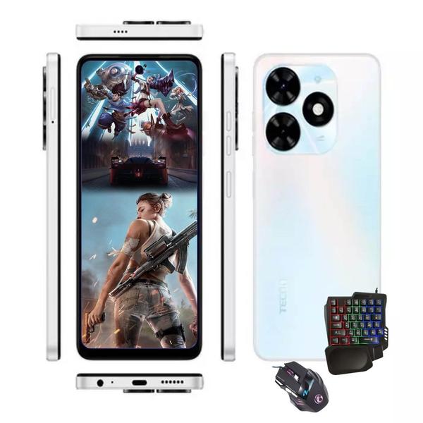 Imagem de Smartphone Gamer Tecno Spark Go Branco 128GB/4GB RAM  Tela 6.6 IPS - Gamer Kit FPS