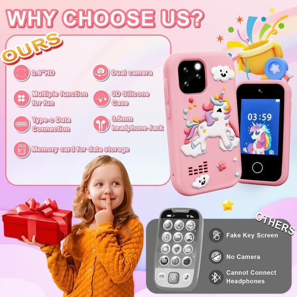 Imagem de Smartphone GKTZ Kids Unicorn com câmera dupla de 3 a 8 anos com 32 GB