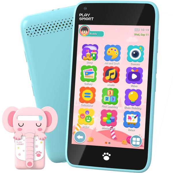 Imagem de Smartphone MOMILLA Kids Toys, smartphone infantil com tela sensível ao toque de 3,97", presentes de aniversário de Natal para meninas de 3, 4, 5, 6, 7, 9, 10 anos, brinquedos didáticos, jogue celular com câmera frontal, jogos