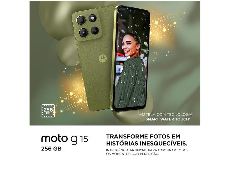 Imagem de Smartphone Motorola Moto G15 256GB Verde 4G 12GB 6,7" Câm. Dupla Selfie 8MP