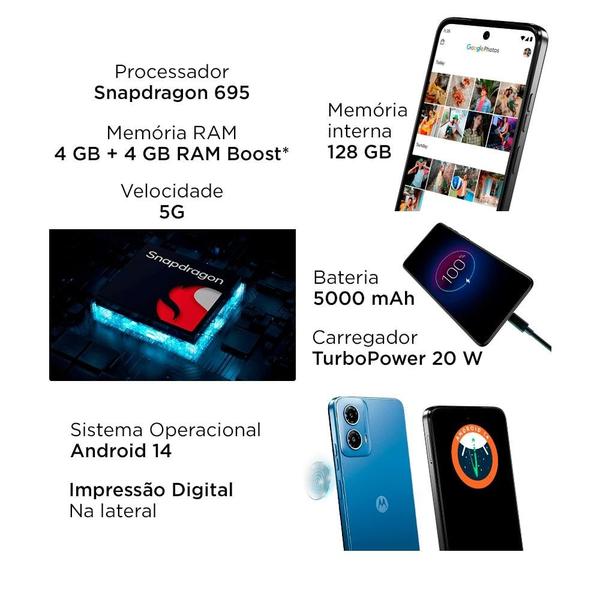 Imagem de Smartphone Motorola Moto G34, 6,5”, 128GB, 5G, Android 14, Azul 