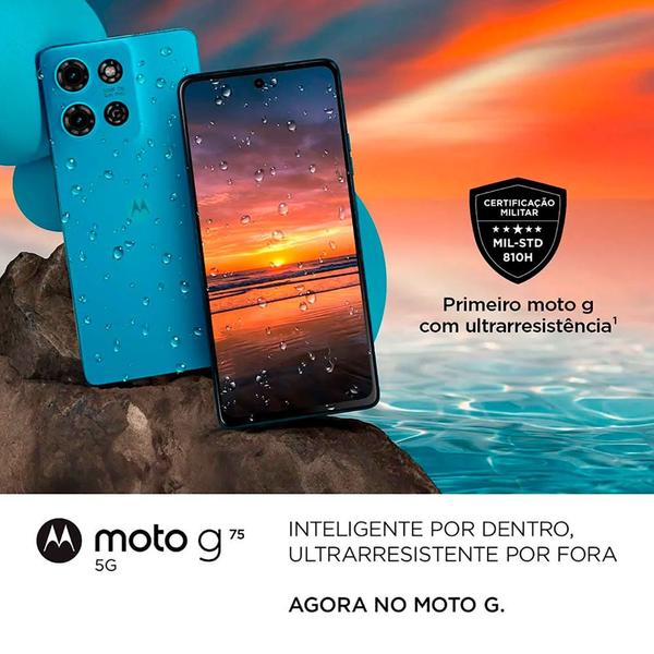 Imagem de Smartphone Motorola Moto G75 5G 256GB 16GB Ram Boost 50MP Sony Camera Moto AI Ultrarresistencia Militar