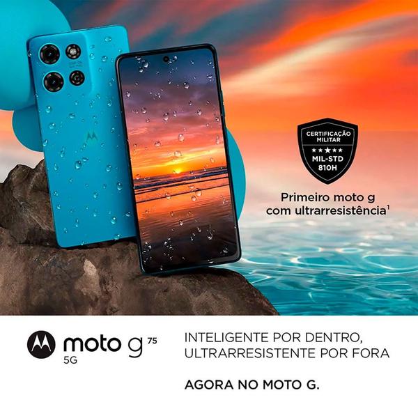 Imagem de Smartphone Motorola Moto G75 5G 256GB 16GB Ram Boost 50MP Sony Camera Moto AI Ultrarresistencia Militar