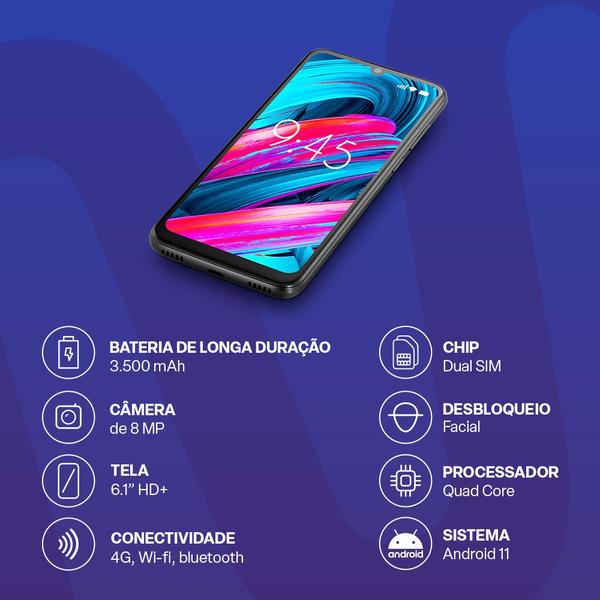 Imagem de Smartphone Multi G 3 4G 32GB Wi-Fi Tela 6.1 Pol. 2GB RAM Preto - P9177