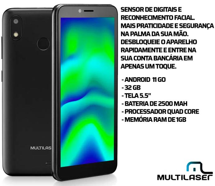 Imagem de Smartphone Multilaser F Pro 2 P9152 32gb 4g Android 11 Preto