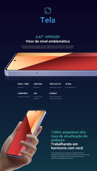 Imagem de Smartphone Note13 PRO 256GB / 16GB Ram NFC Camera 200MPX Top de linha Premium Desing performance tela 120Hz FHD AMOLED versão Global