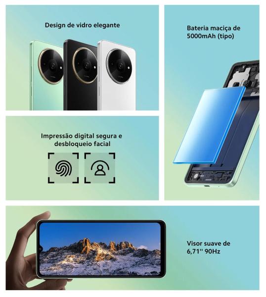 Imagem de Smartphone RedmiA3X lançamento 128GB + 8GB Ram Camera HDR Ai Premium Desing tela 90Hz versão Global