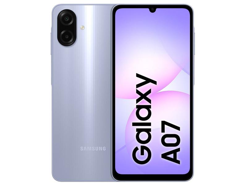 Smartphone Samsung A07 128GB Violeta 4GB RAM Tela 6,7" Câm. Dupla + Selfie 8MP