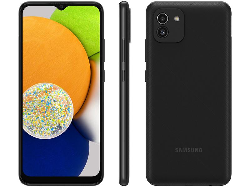 Imagem de Smartphone Samsung Galaxy A03 64GB Preto 4G Octa-Core 4GB RAM Tela 6,5” Câm. Dupla + Sefie 5MP