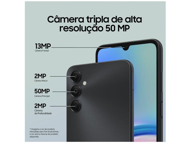 Imagem de Smartphone Samsung Galaxy A05s 6,7" 128GB Preto 6GB RAM  Câm. Tripla 50MP + Selfie 13MP Bateria 5000mAh Dual Chip