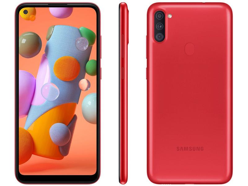 Imagem de Smartphone Samsung Galaxy A11 64GB Vermelho 3GB RAM 6,4" Câm. Tripla + Selfie 8MP Dual Chip