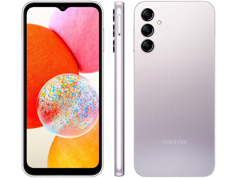 Smartphone Samsung Galaxy A14 128GB Prata 4G Octa-Core 4GB RAM 6,6" CĂąm. Tripla + Selfie 1... Smartphone Samsung Galaxy A14 128GB Prata 4G Octa-Core 4GB RAM 6,6" CĂąm. Tripla + Selfie 1...