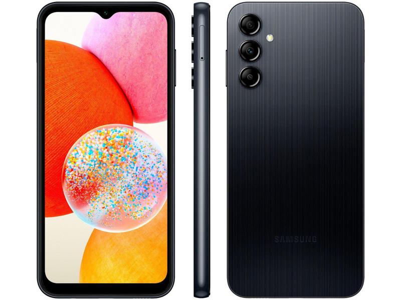 Smartphone Samsung Galaxy A14 128GB Preto 4G Octa-C 4GB RAM 6,6" Câm. Tripla + Selfie 13MP Dual Chip