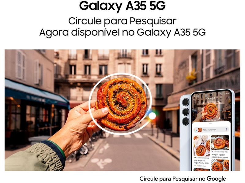 Imagem de Smartphone Samsung Galaxy A35 128GB Azul Claro 5G 6GB RAM 6,6" Câm. Tripla + Selfie 13MP Dual Chip