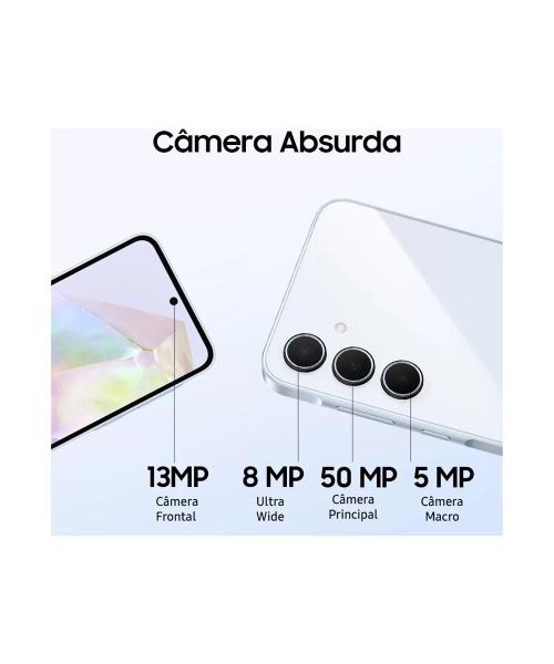 Smartphone Samsung Galaxy A35 5G 128GB 6.6" TriplaCâm 50+8+5MP Azul Imagem de Smartphone Samsung Galaxy A35 5G 128GB 6.6" TriplaCâm 50+8+5MP Azul