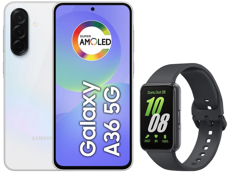Smartphone Samsung Galaxy A36 256GB 5G 8GB RAM - Branco + Smartband Samsung Galaxy Fit3 G... Smartphone Samsung Galaxy A36 256GB 5G 8GB RAM - Branco + Smartband Samsung Galaxy Fit3 G...