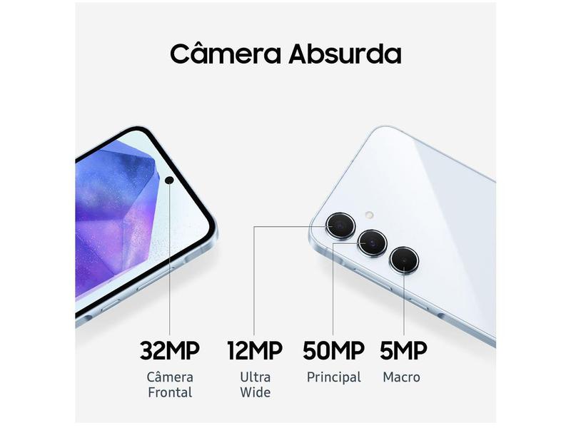 Smartphone Samsung Galaxy A55 128GB Azul Claro - 5G 8GB RAM + Smartband Samsung Galaxy Fit3 Rosé Imagem de Smartphone Samsung Galaxy A55 128GB Azul Claro