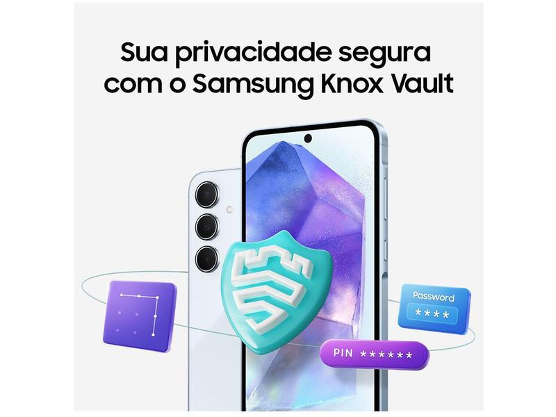 Smartphone Samsung Galaxy A55 128GB Azul Claro - 5G 8GB RAM + Smartband Samsung Galaxy Fit3 Rosé Imagem de Smartphone Samsung Galaxy A55 128GB Azul Claro