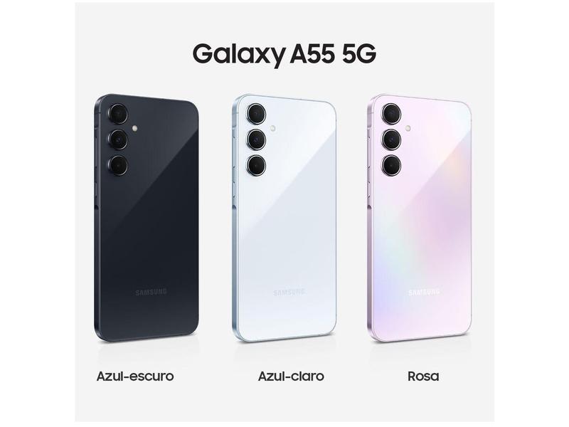 Smartphone Samsung Galaxy A55 128GB Azul Claro - 5G 8GB RAM + Smartband Samsung Galaxy Fit3 Rosé Imagem de Smartphone Samsung Galaxy A55 128GB Azul Claro