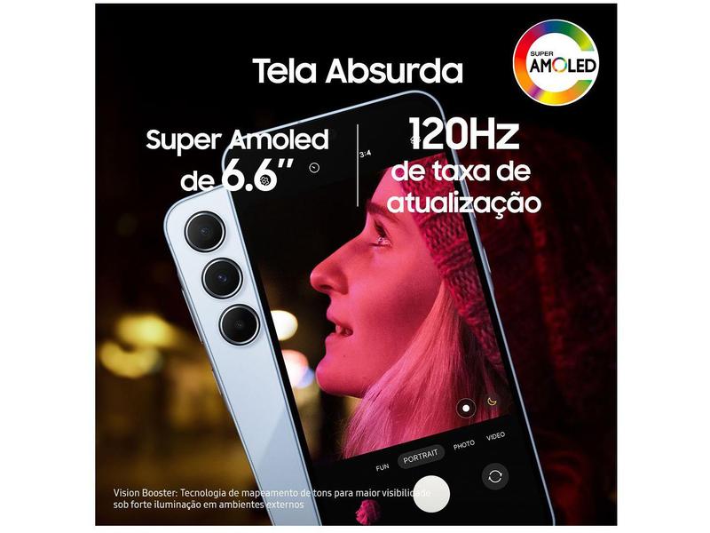 Smartphone Samsung Galaxy A55 128GB Azul Claro - 5G 8GB RAM + Smartband Samsung Galaxy Fit3 Rosé Imagem de Smartphone Samsung Galaxy A55 128GB Azul Claro