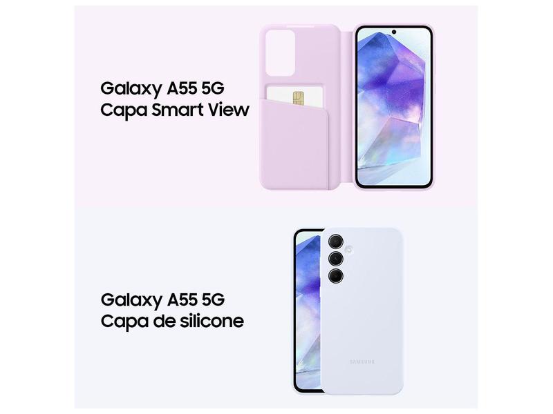 Smartphone Samsung Galaxy A55 128GB Azul Claro - 5G 8GB RAM + Smartband Samsung Galaxy Fit3 Rosé Imagem de Smartphone Samsung Galaxy A55 128GB Azul Claro