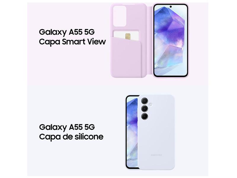 Smartphone Samsung Galaxy A55 256GB Azul Escuro - 5G 8GB RAM + Smartband Samsung Galaxy Fit3 Rosé Imagem de Smartphone Samsung Galaxy A55 256GB Azul Escuro
