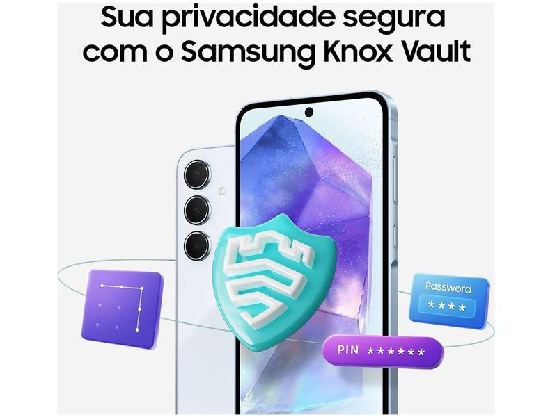 Smartphone Samsung Galaxy A55 256GB Azul Escuro - 5G 8GB RAM + Smartband Samsung Galaxy Fit3 Rosé Imagem de Smartphone Samsung Galaxy A55 256GB Azul Escuro