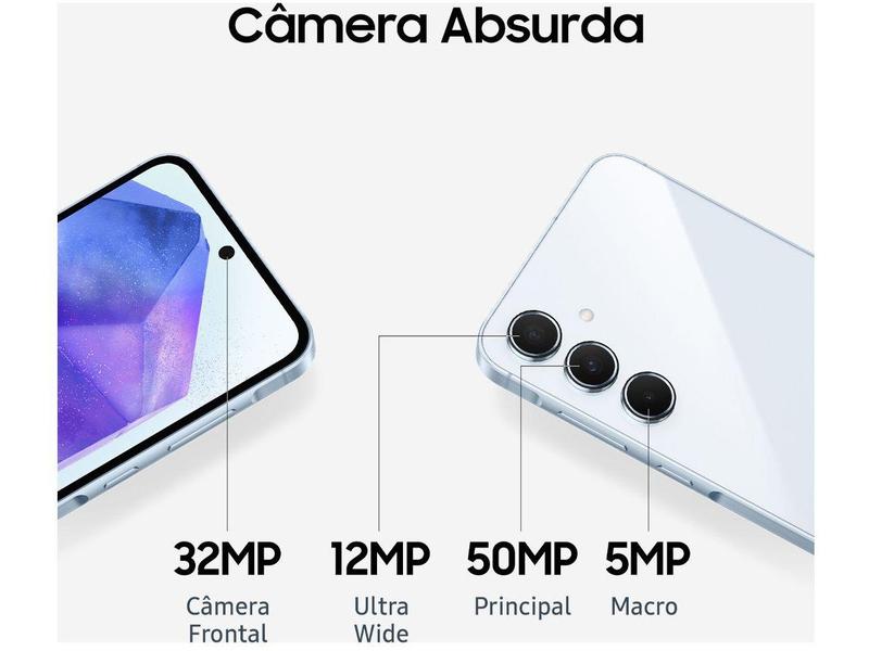 Smartphone Samsung Galaxy A55 256GB Azul Escuro - 5G 8GB RAM + Smartband Samsung Galaxy Fit3 Rosé Imagem de Smartphone Samsung Galaxy A55 256GB Azul Escuro