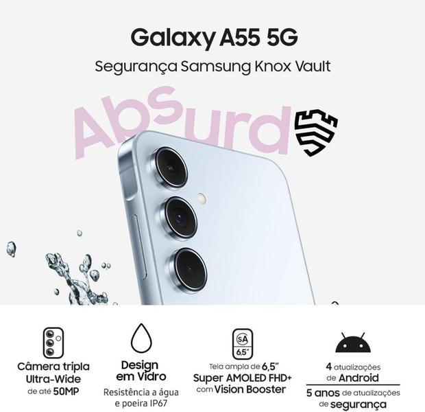 Imagem de Smartphone Samsung Galaxy A55 5G 256GB 8GB 6,6'' Azul Escuro