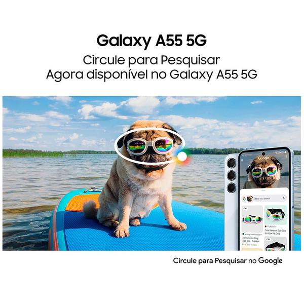 Imagem de Smartphone Samsung Galaxy A55 5G Azul Escuro, 128GB, 8GB RAM e Câmera Tripla 50MP + 12MP + 5MP