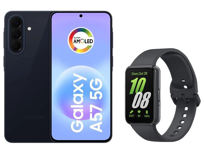 Smartphone Samsung Galaxy A57 128GB Azul Escuro - 5G + Smartband Samsung Galaxy Fit3 Grafite