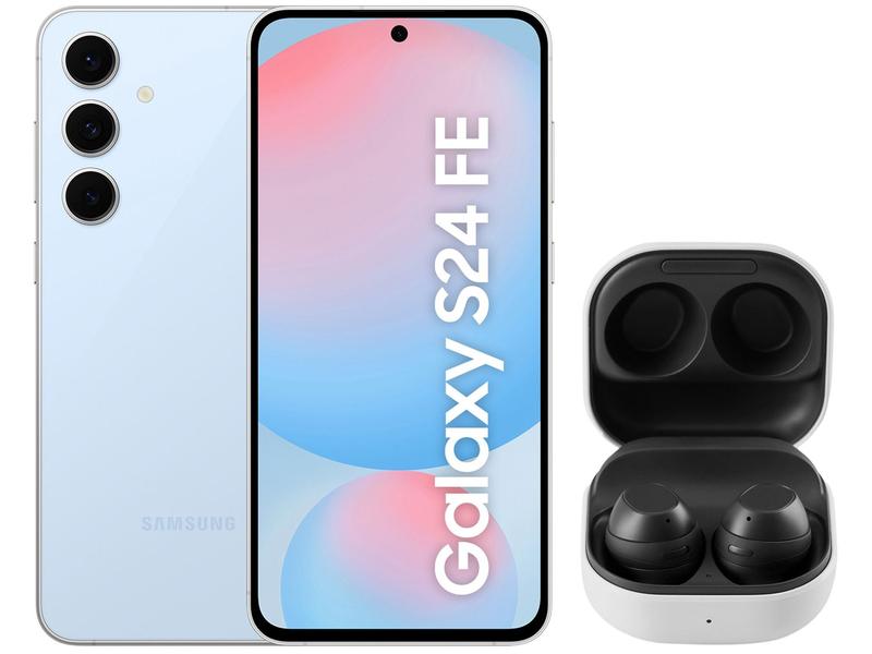 Smartphone Samsung Galaxy S24 FE 128GB Azul - 5G + Galaxy Buds FE sem Fio Grafite Smartphone Samsung Galaxy S24 FE 128GB Azul - 5G + Galaxy Buds FE sem Fio Grafite