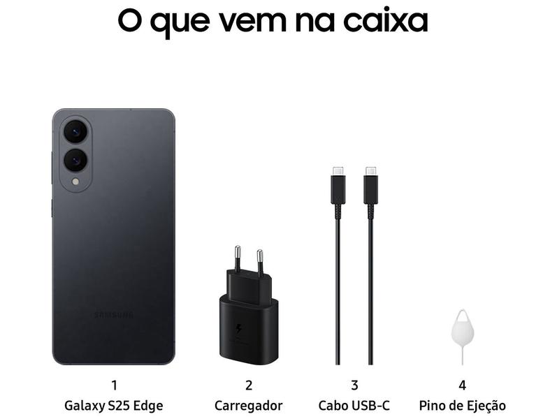 Smartphone Samsung Galaxy S25 Edge 512GB Titânio Jetblack 5G 12GB