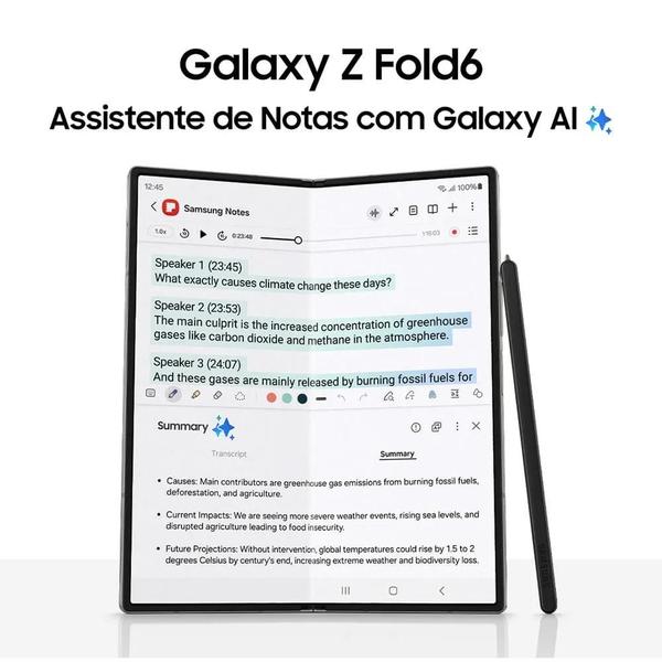 Imagem de Smartphone Samsung Galaxy Z Fold6 512GB 5G 12GB RAM Câmera Tripla Traseira 50+12+10MP Selfie 10+4MP  Tela 7.6" Azul