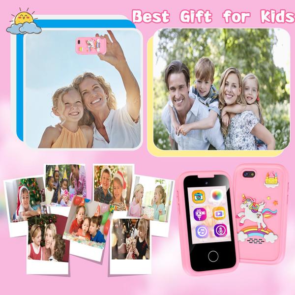 Imagem de Smartphone WEOLULI Kids Age 3-8 com cartão SD de 8 GB rosa