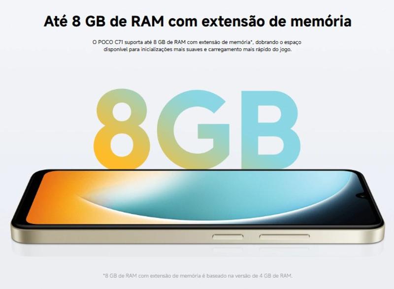 XIAOMI Poco C71 Smartphone 128 GB / 4 GB RAM, Dual SIM, Azul, 6,88 Zoll Display, 5200 MAh