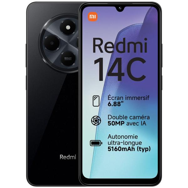 Imagem de Smartphone Xiaomi Redmi 14C 256GB 8GB RAM Dual SIM Tela 6.88" (Midnight Black) Preto