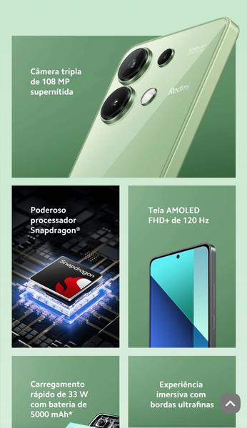 Imagem de Smartphone Xiaomi Redmi Note 13 8GB+256GB (GREEN - VERDE) 4G