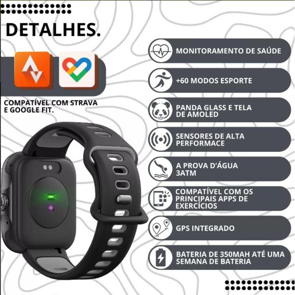 Imagem de Smartwatch Action A Prova D' Água Gps E Tela Amoled 7 dias duração bateria