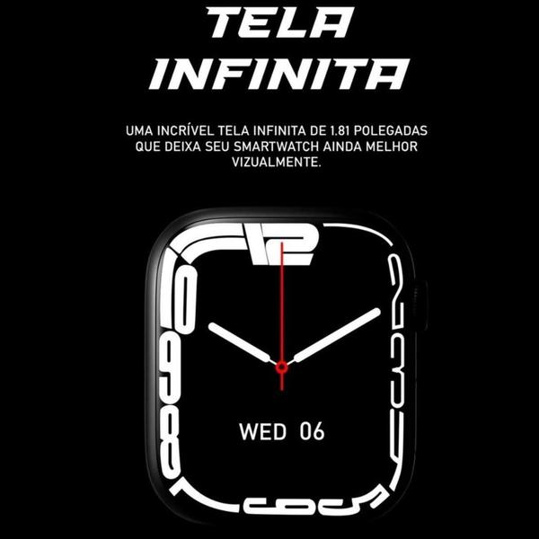 Imagem de Smartwatch Celular Android iOS Bluetooth Tela Infinita W28 Pro Rosa Assistente de Voz Siri Global