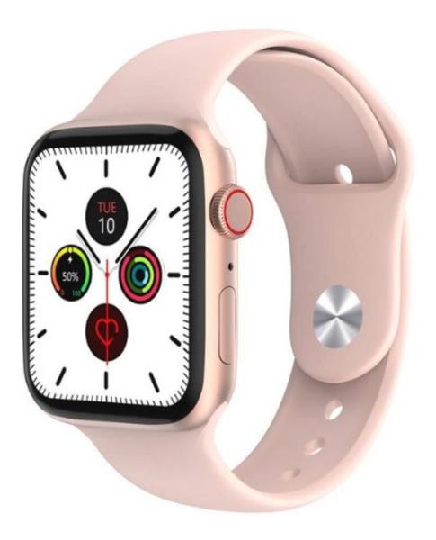 Imagem de Smartwatch Celular Android iOS Bluetooth Tela Infinita W28 Pro Rosa Assistente de Voz Siri Global