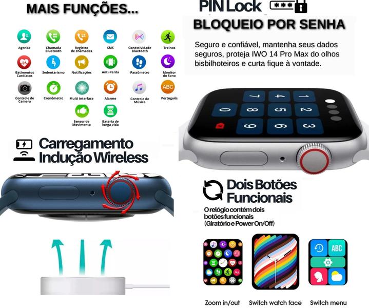 Imagem de Smartwatch Digital W29 Serie 9 NFC Troca Foto Faz Recebe Ligação